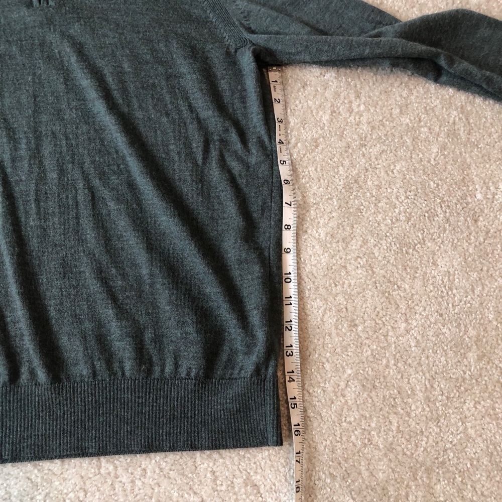 Jos A Bank Traveler Collection Green Merino Wool Zip Sweater Pullover Size Large - Picture 3 of 9
